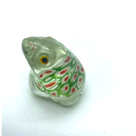 VINTAGE Art Glass MILLEFIORI‎ Frog Paper Weight 1 1/2” - Picture 1 of 9